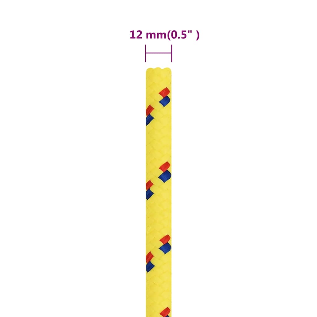 vidaXL Boat Rope Yellow 12 mm 100 m Polypropylene 6