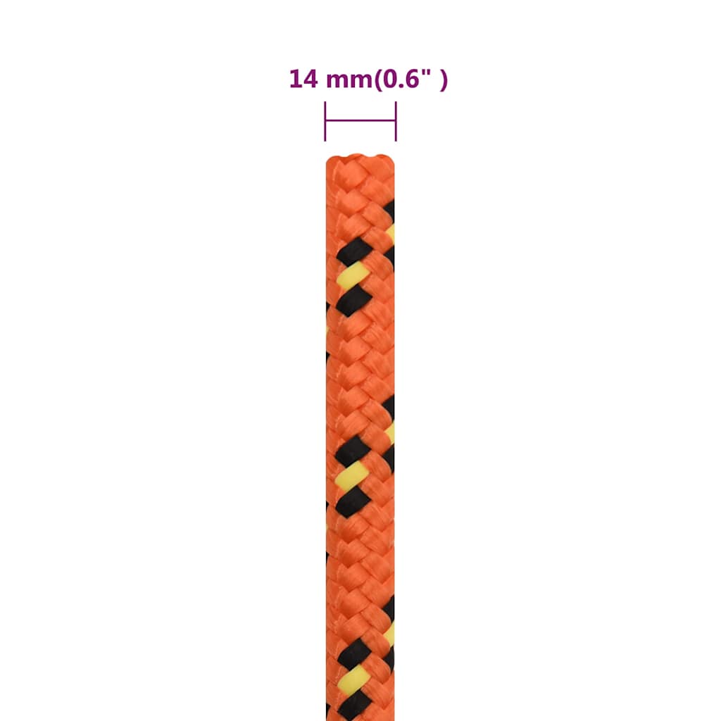 vidaXL Boat Rope Orange 14 mm 50 m Polypropylene 6