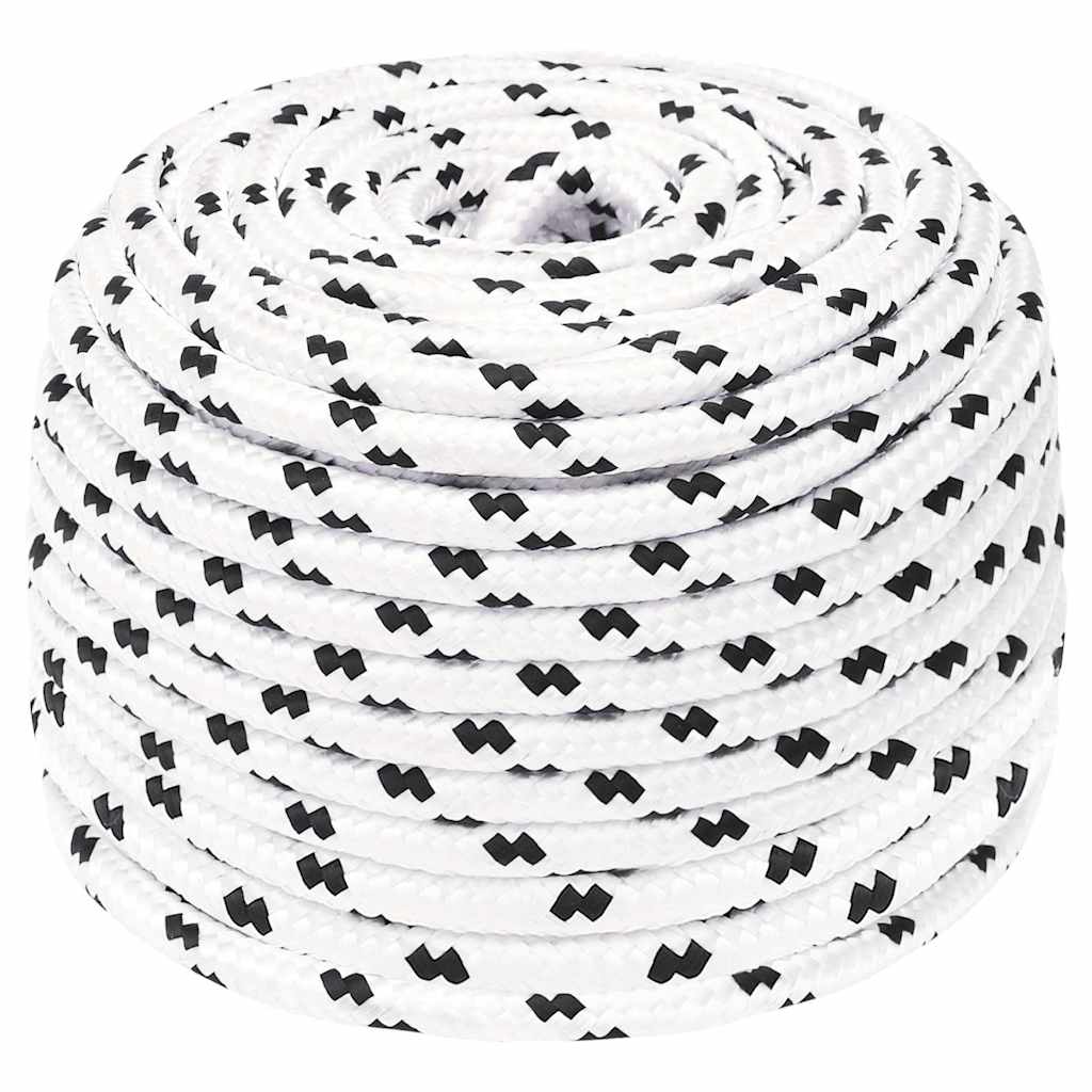 vidaXL Braided Boat Rope White 8 mmx100 m Polyester 1