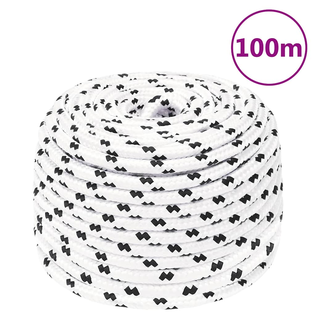 vidaXL Braided Boat Rope White 8 mmx100 m Polyester 6