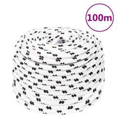 vidaXL Braided Boat Rope White 8 mmx100 m Polyester 6
