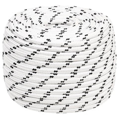 vidaXL Braided Boat Rope White 14 mmx100 m Polyester 1
