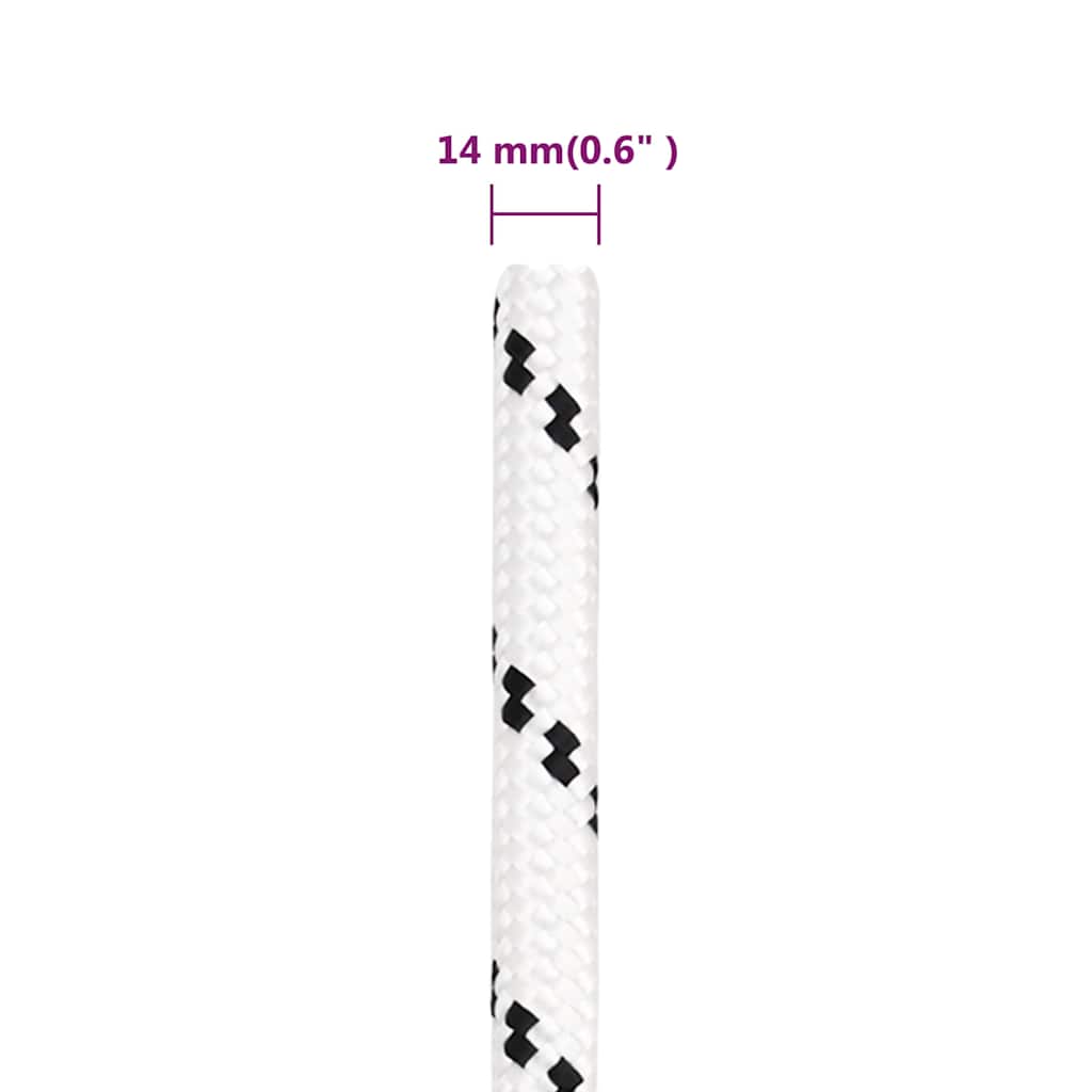 vidaXL Braided Boat Rope White 14 mmx100 m Polyester 5