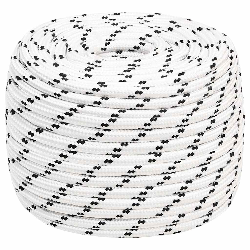 vidaXL Braided Boat Rope White 14 mmx250 m Polyester 1