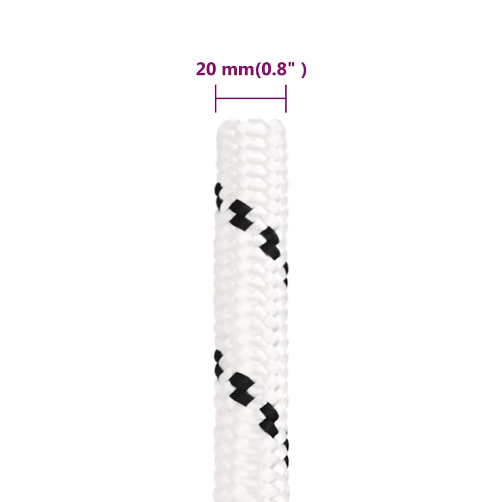 vidaXL Work Rope White 20 mm 25 m Polyester 6