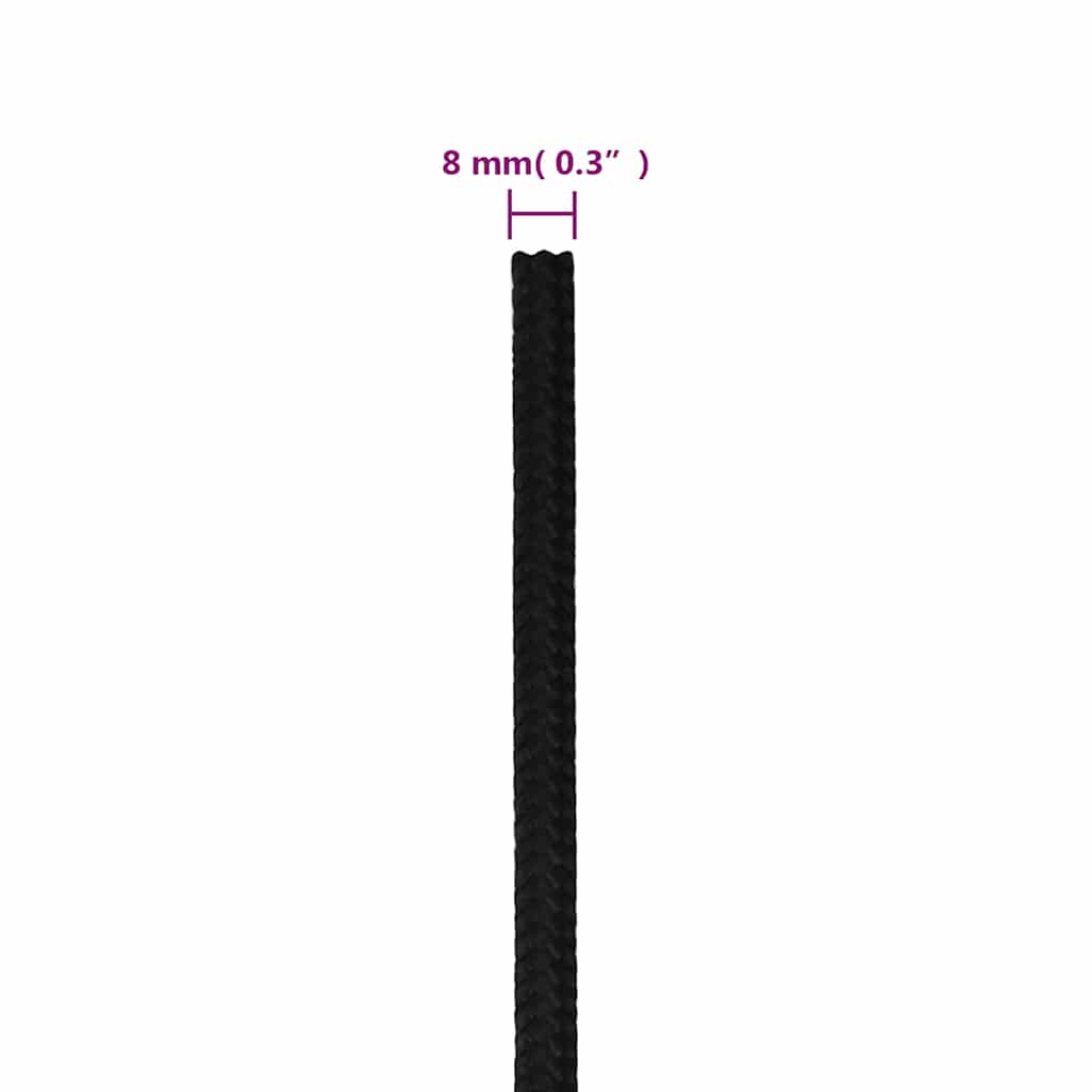 vidaXL Work Rope Black 8 mm 100 m Polyester 6