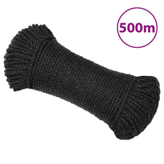 vidaXL Work Rope Black 6 mm 500 m Polypropylene 1
