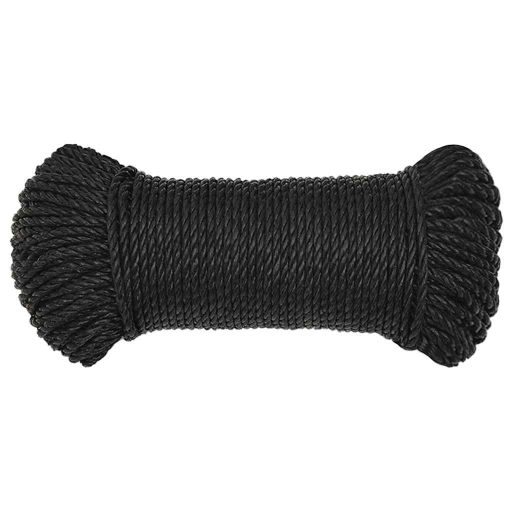 vidaXL Work Rope Black 6 mm 500 m Polypropylene 3