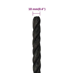 vidaXL Work Rope Black 10 mm 250 m Polypropylene 6