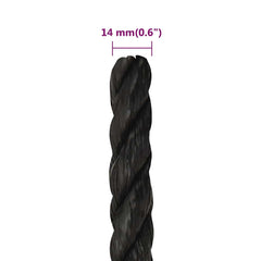 vidaXL Work Rope Black 14 mm 50 m Polypropylene 6