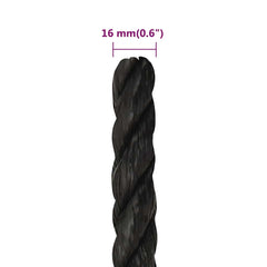 vidaXL Work Rope Black 16 mm 50 m Polypropylene 6