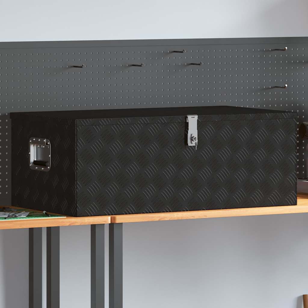 Storage Box Aluminium Black 100 cm 37 cm 55 cm