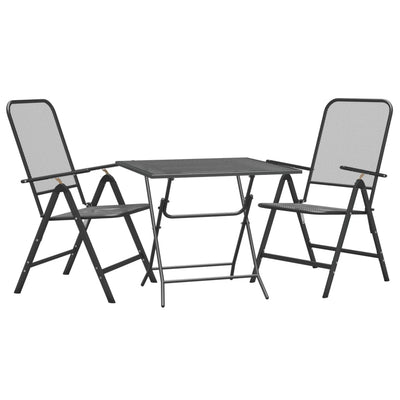 3 Piece Garden Dining Set Expanded Metal Mesh Anthracite