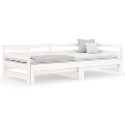 Pull-out Day Bed White 2x(90x190) cm Solid Wood Pine