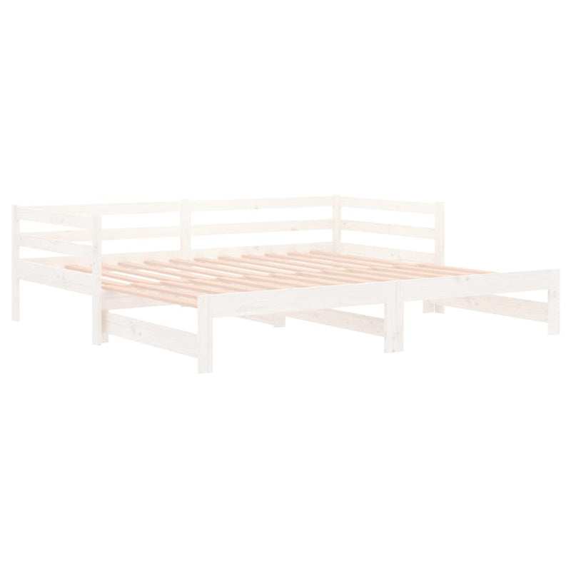 Pull-out Day Bed White 2x(90x190) cm Solid Wood Pine