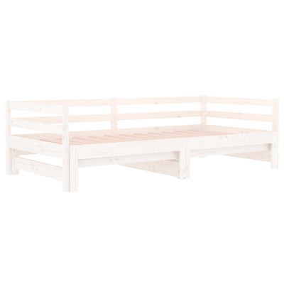 Pull-out Day Bed White 2x(90x190) cm Solid Wood Pine