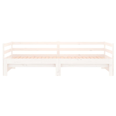 Pull-out Day Bed White 2x(90x190) cm Solid Wood Pine