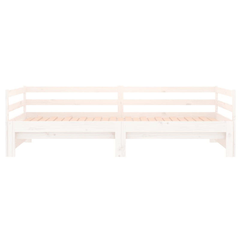 Pull-out Day Bed White 2x(90x190) cm Solid Wood Pine