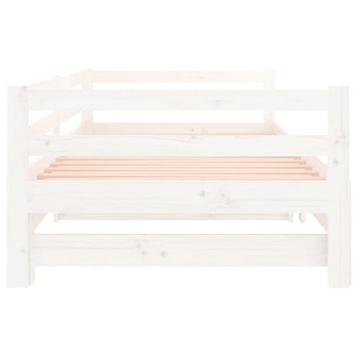 Pull-out Day Bed White 2x(90x190) cm Solid Wood Pine