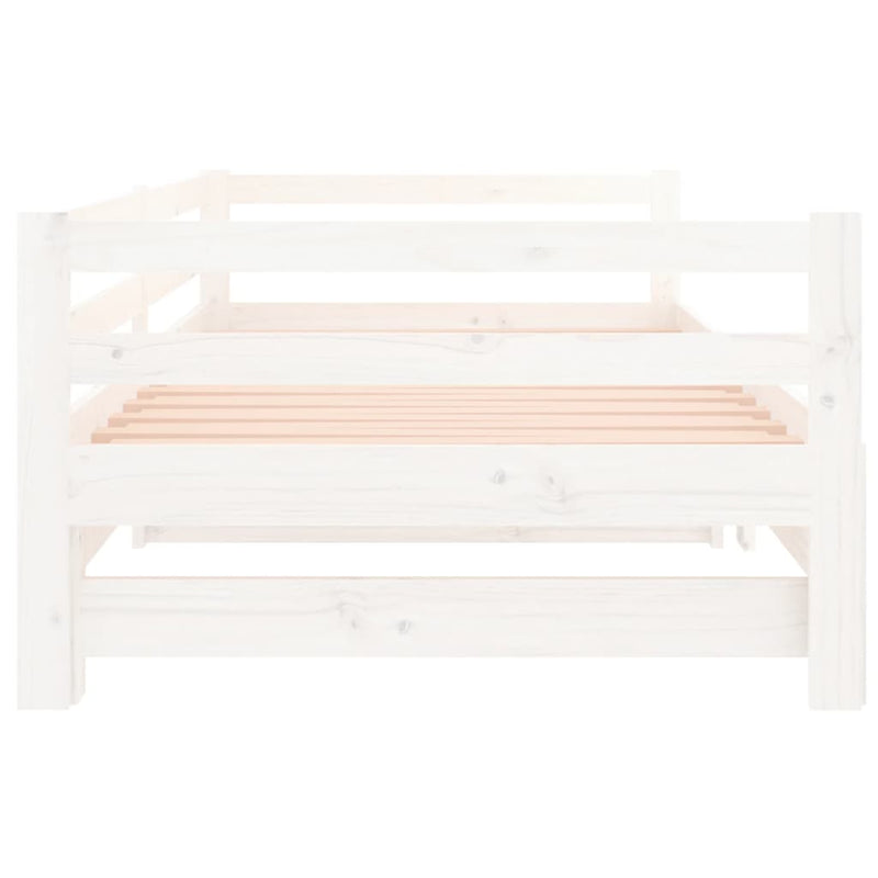 Pull-out Day Bed White 2x(90x190) cm Solid Wood Pine