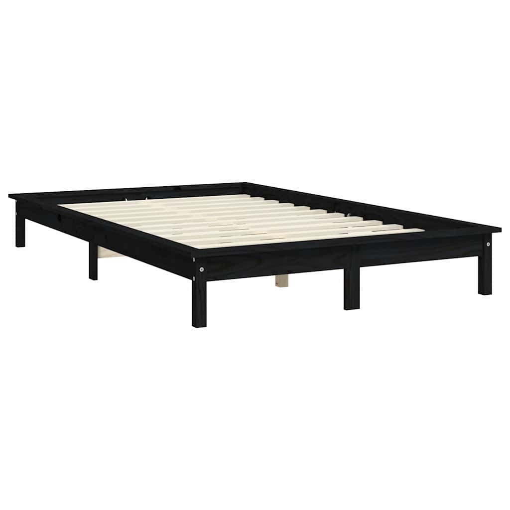 820540 vidaXL Bed Frame without Mattress Black 120x200 cm Solid Wood 4