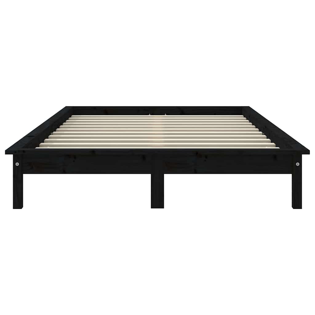 820540 vidaXL Bed Frame without Mattress Black 120x200 cm Solid Wood 5