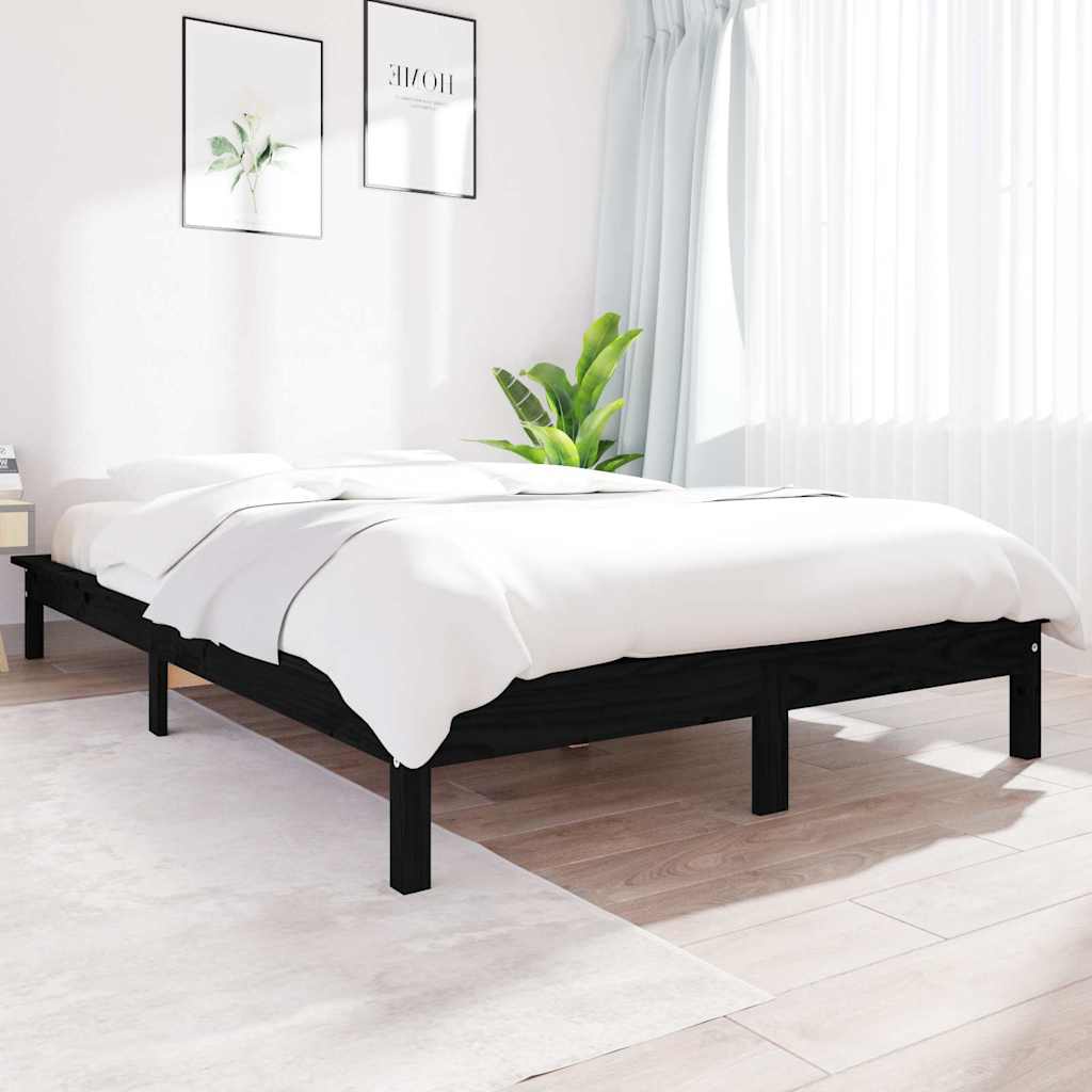 820540 vidaXL Bed Frame without Mattress Black 120x200 cm Solid Wood 1