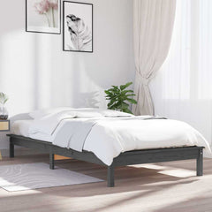 vidaXL Bed Frame without Mattress Grey Single Solid Wood 1