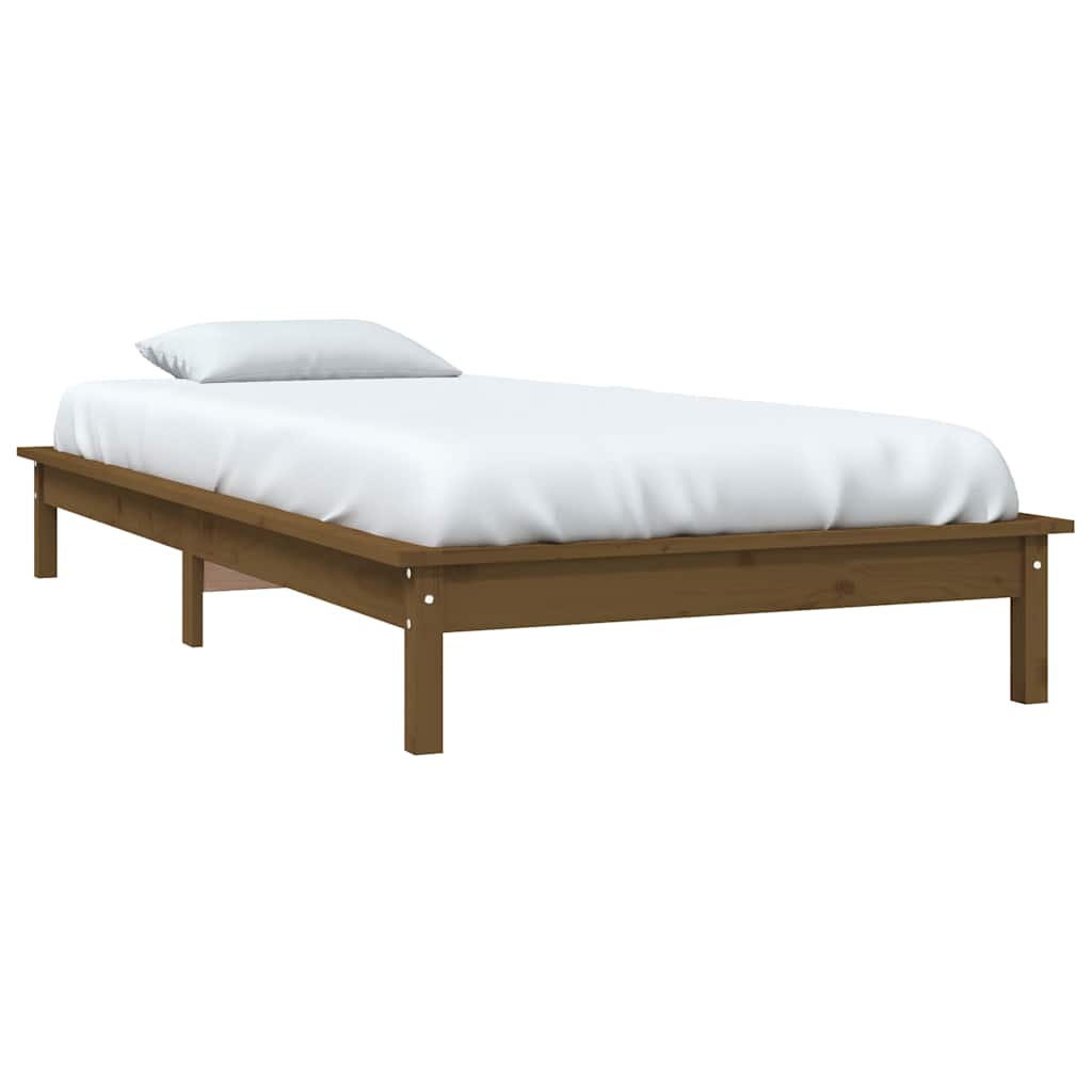 Bed Frame without Mattress Solid Wood Pine Length 190 cm Honey brown