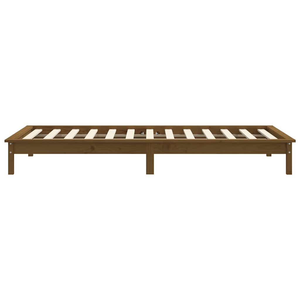 vidaXL Bed Frame | Honey Brown | Solid Pine Wood | Single | Decorative Inlays 6