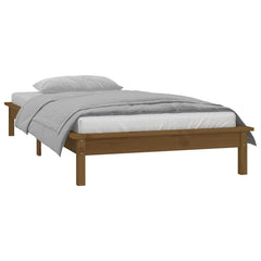 vidaXL LED Bed Frame without Mattress Honey Brown 75x190cm  Solid Wood 5