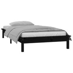 vidaXL LED Bed Frame without Mattress Black 75x190 cm Small Single  Solid Wood 5