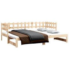 vidaXL Pull-out Day Bed without Mattress 2x(80x200) cm Solid Wood Pine 4