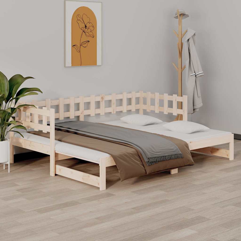 vidaXL Pull-out Day Bed without Mattress 2x(80x200) cm Solid Wood Pine 1
