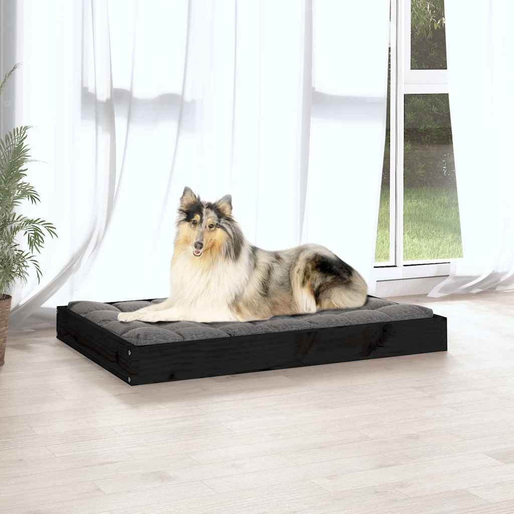 vidaXL Dog Bed Black 91.5x64x9 cm Solid Wood Pine 5