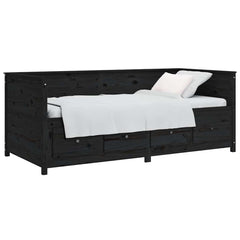 Day Bed without Mattress Solid Wood Pine Black 90 cm 190 cm