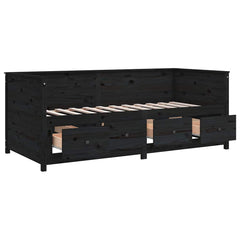 Day Bed without Mattress Solid Wood Pine Black 90 cm 190 cm