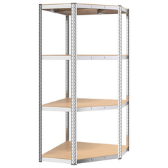 vidaXL 4-Layer Corner Shelf Silver Steel&Engineered Wood 2