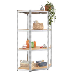 vidaXL 4-Layer Corner Shelf Silver Steel&Engineered Wood 3