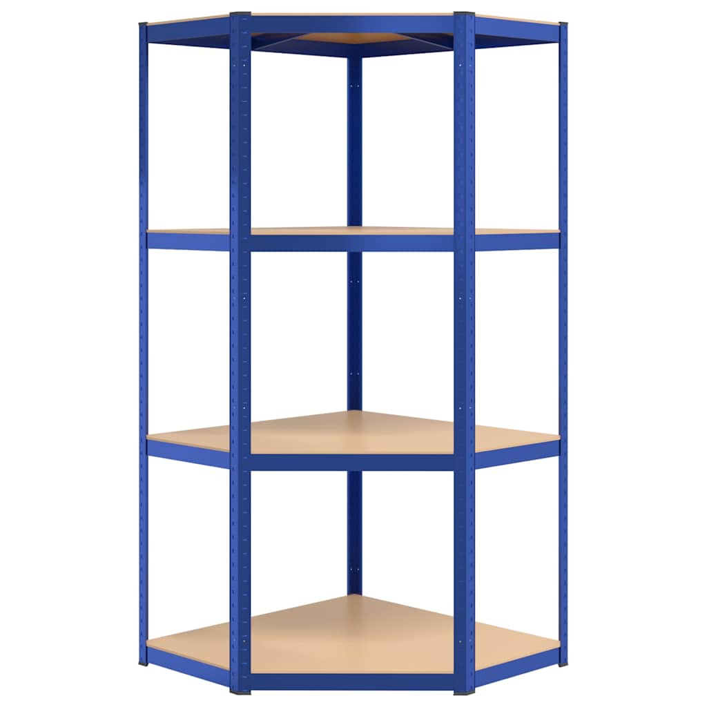 vidaXL 4-Layer Corner Shelf Blue Steel&Engineered Wood 4