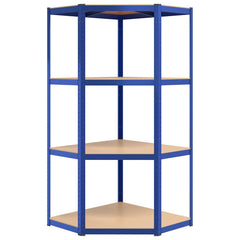 vidaXL 4-Layer Corner Shelf Blue Steel&Engineered Wood 4