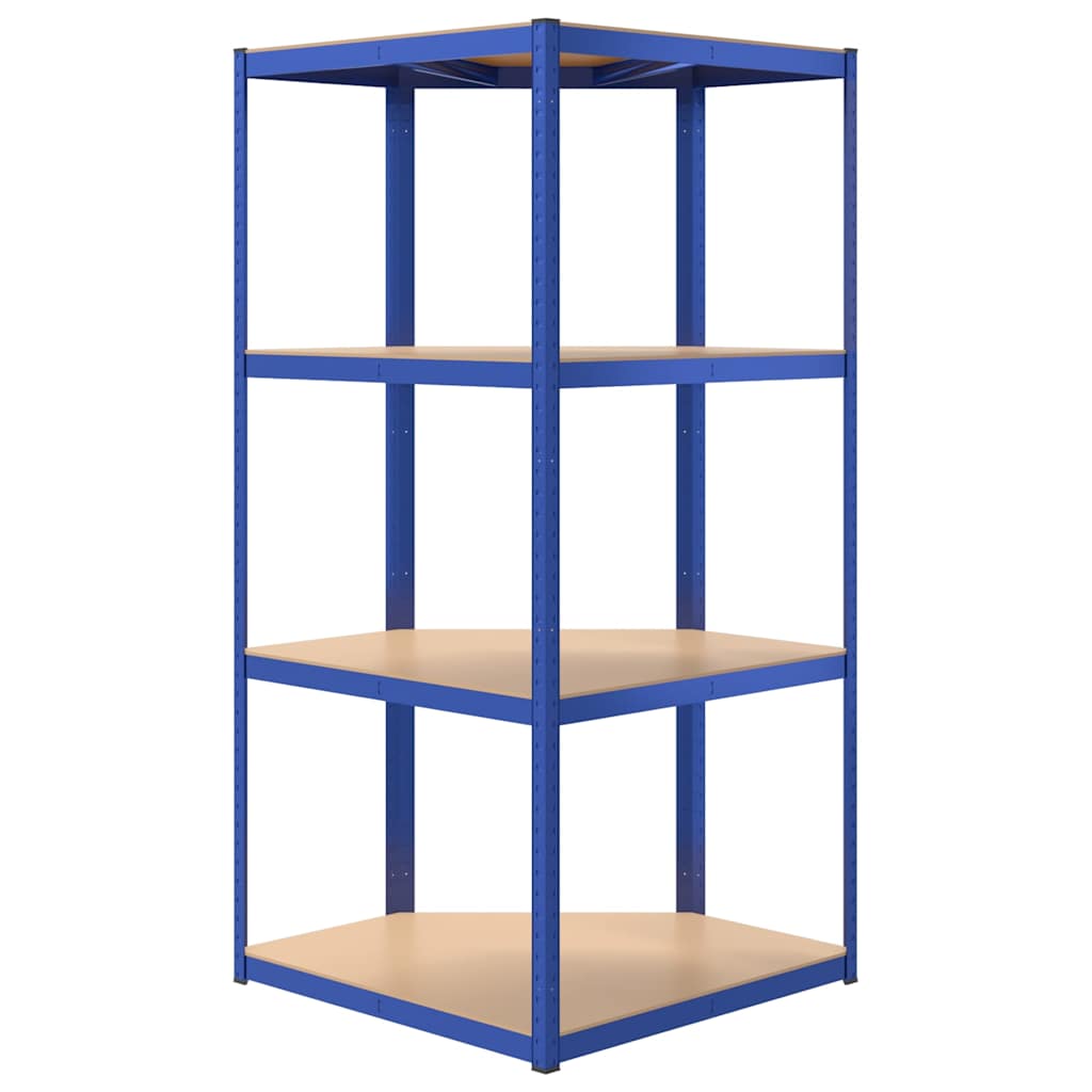 vidaXL 4-Layer Corner Shelf Blue Steel&Engineered Wood 6