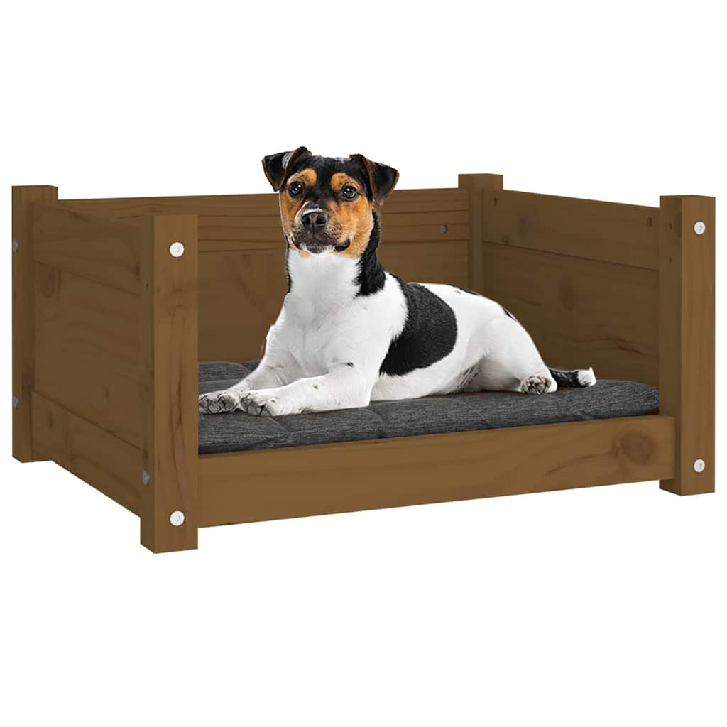 vidaXL Dog Bed Honey Brown 55.5x45.5x28 cm Solid Pine Wood 4
