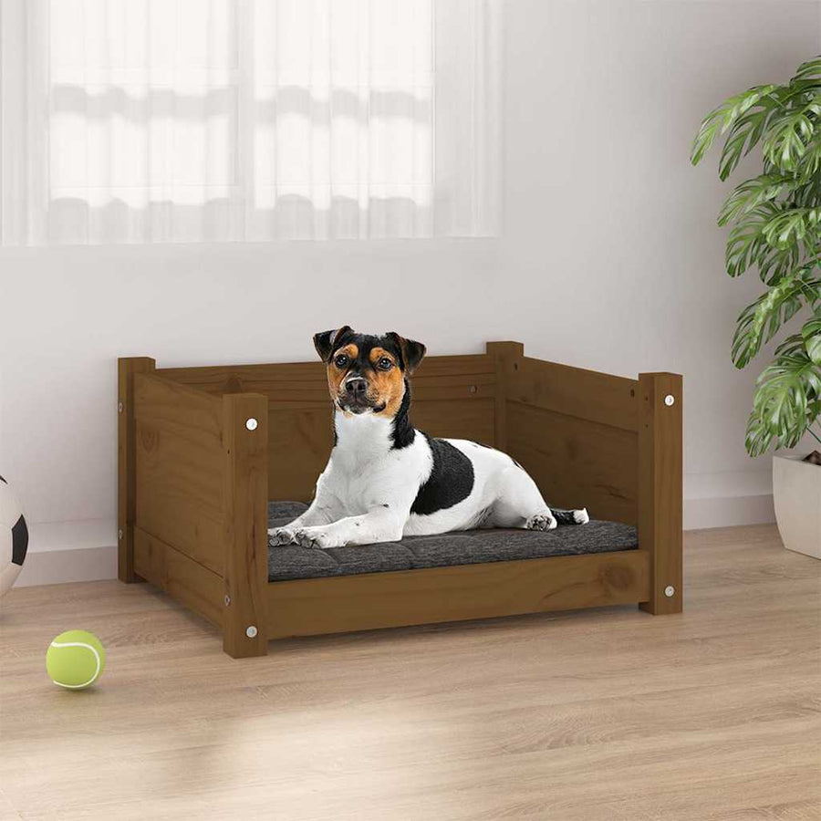 vidaXL Dog Bed Honey Brown 55.5x45.5x28 cm Solid Pine Wood 1