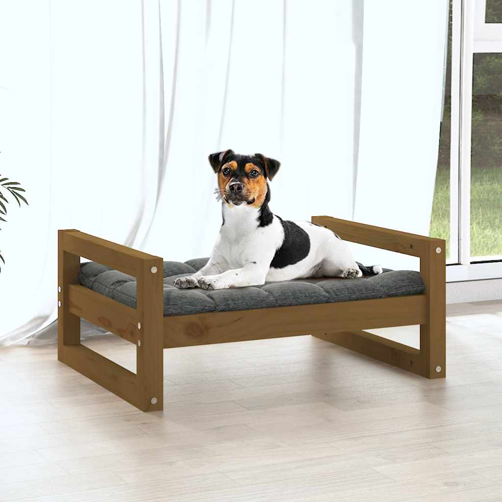 vidaXL Dog Bed Honey Brown 55.5x45.5x28 cm Solid Pine Wood 3