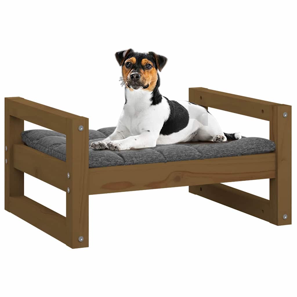 vidaXL Dog Bed Honey Brown 55.5x45.5x28 cm Solid Pine Wood 4