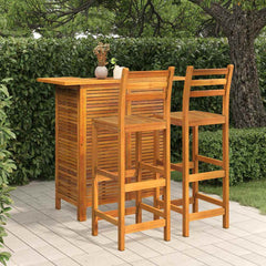 5 Piece Garden Bar Set Solid Wood Acacia Bar chairs with backrest 2