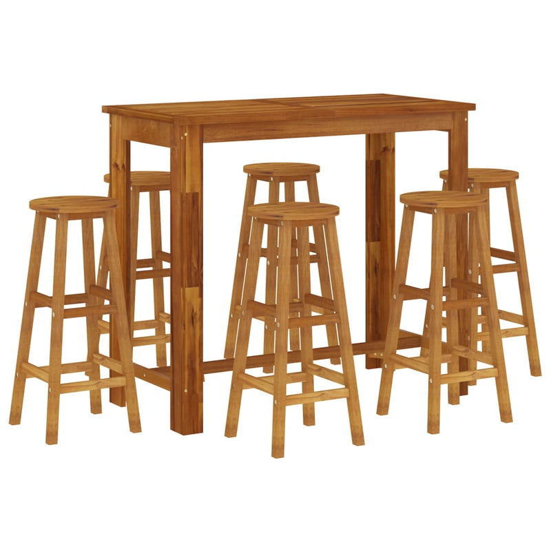 7 Piece Garden Bar Set Solid Wood Acacia