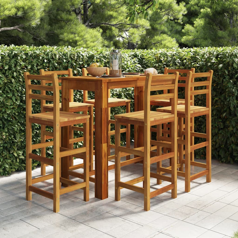 7 Piece Garden Bar Set Solid Wood Acacia