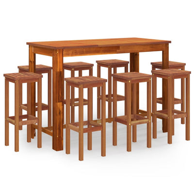 9 Piece Garden Bar Set Solid Wood Acacia